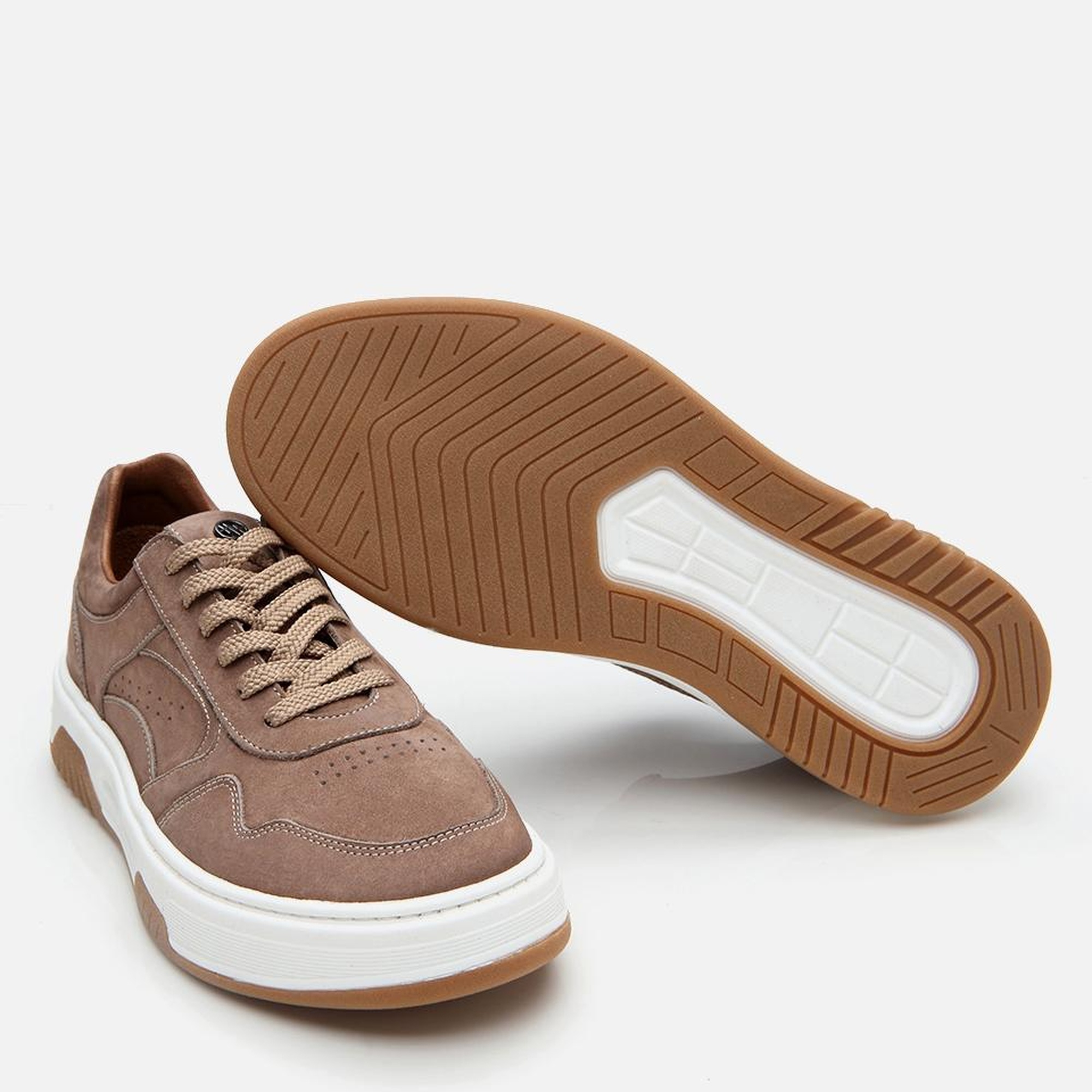 Erkek Nubuk Deri Yüksek Tabanlı Bej Spor Ayakkabı