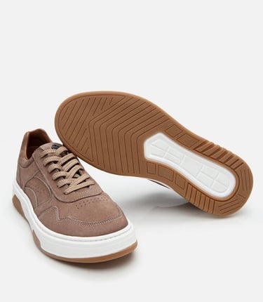  Erkek Nubuk Deri Yüksek Tabanlı Bej Spor Ayakkabı