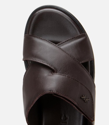  Erkek Deri Kahverengi Ayarlanabilir Terlik