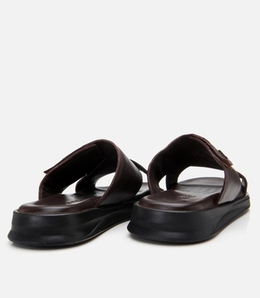  Erkek Deri Kahverengi Ayarlanabilir Terlik