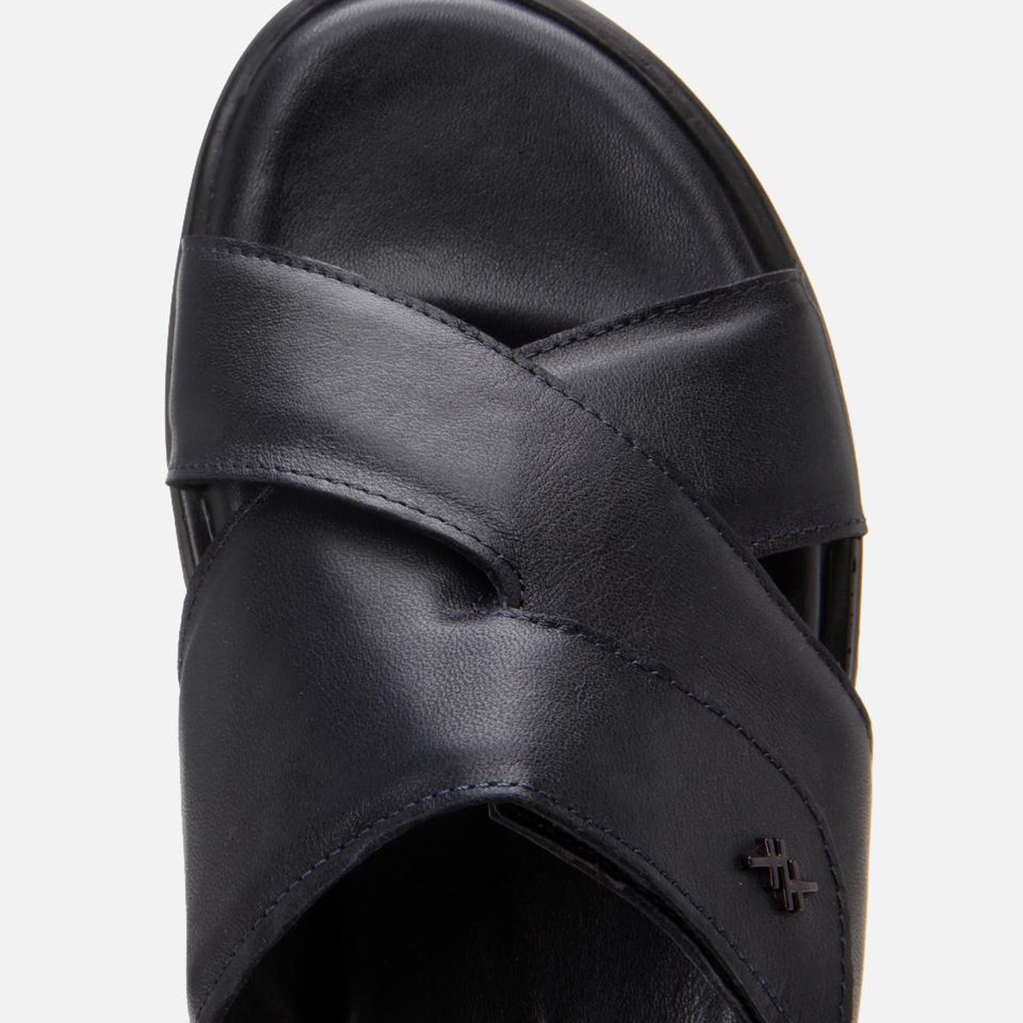 Erkek Deri Lacivert Ayarlanabilir Terlik