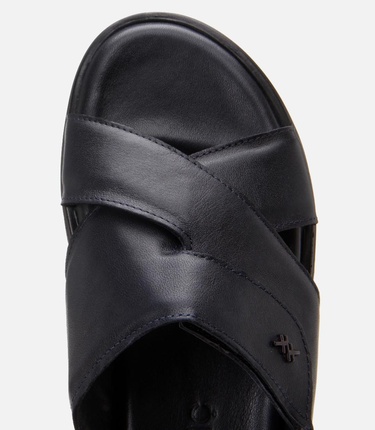  Erkek Deri Lacivert Ayarlanabilir Terlik