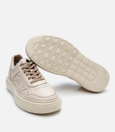  Erkek Deri Bej Yüksek Tabanlı Spor Ayakkabı