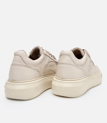  Erkek Deri Bej Yüksek Tabanlı Spor Ayakkabı