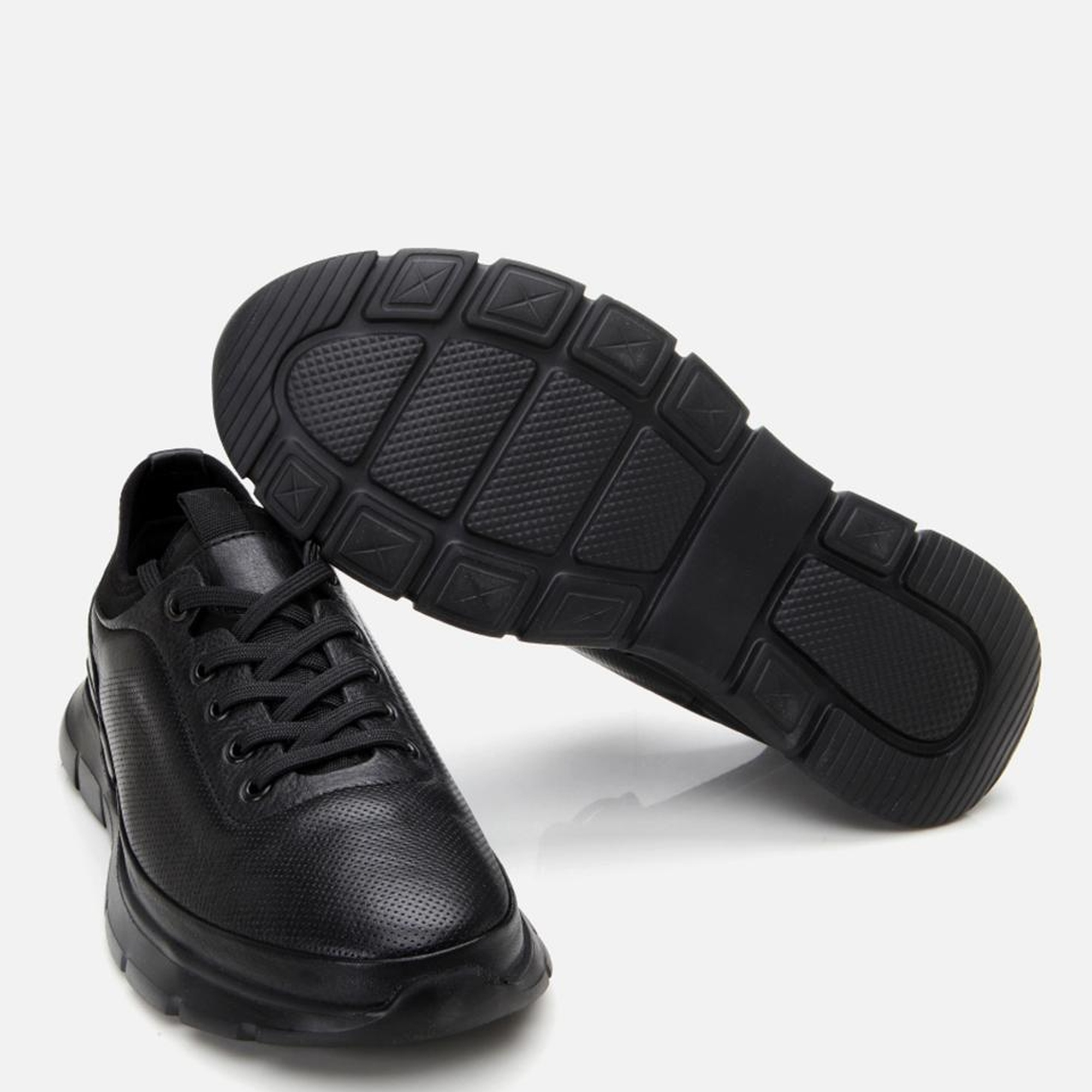 Erkek Deri Siyah Ultra Hafif Tabanlı Spor Ayakkabı