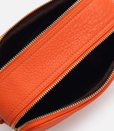  Kadın Deri Turuncu Mini (Çapraz) Çanta