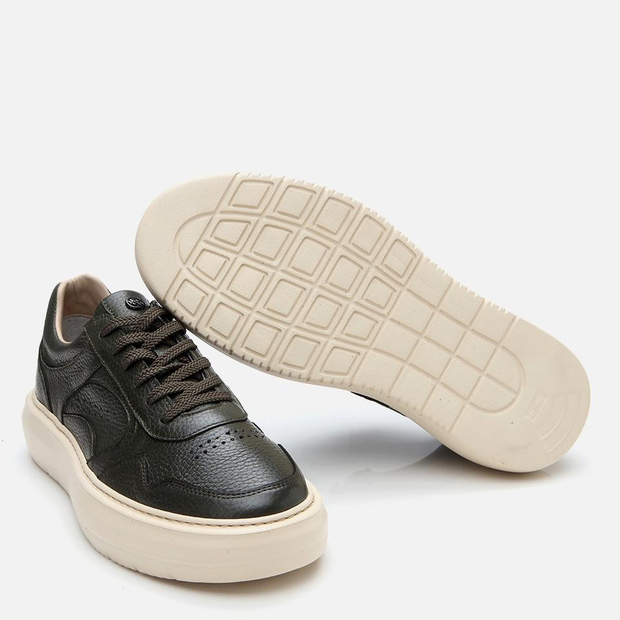 Erkek Deri Haki Yüksek Tabanlı Spor Ayakkabı