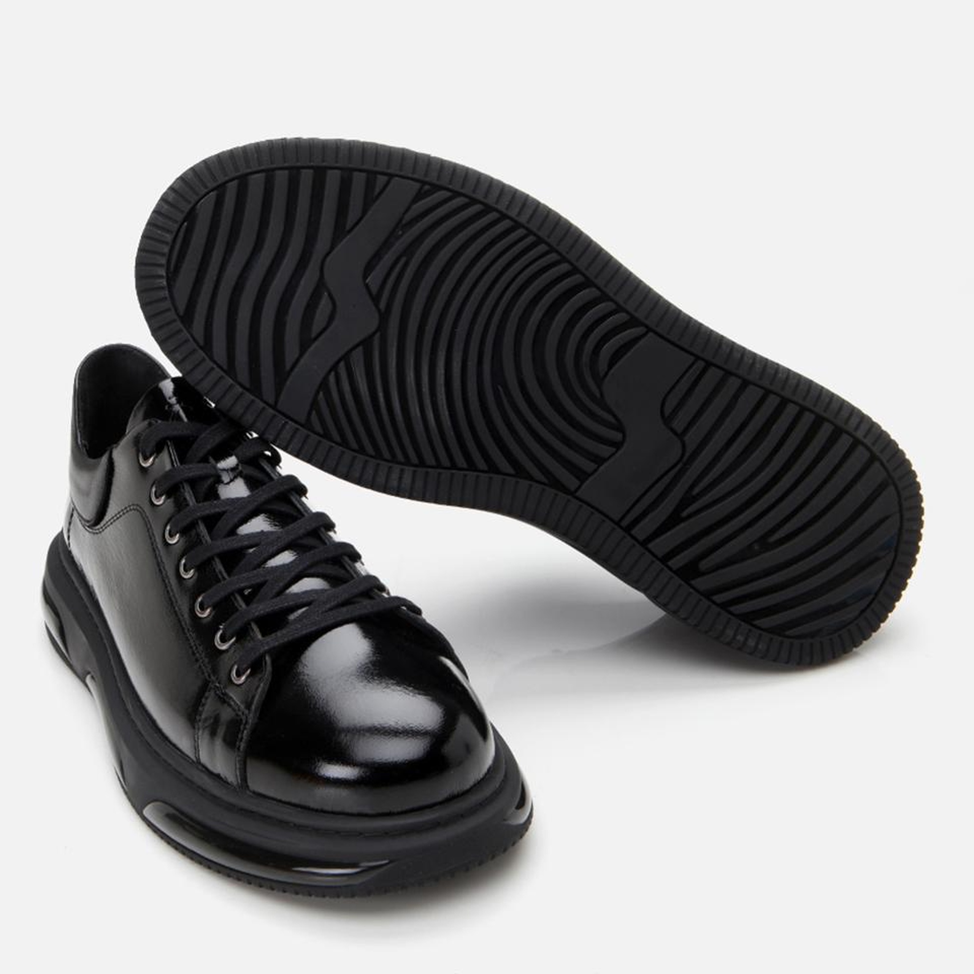 Erkek Rugan Deri Siyah Hafif Tabanlı Spor Ayakkabı