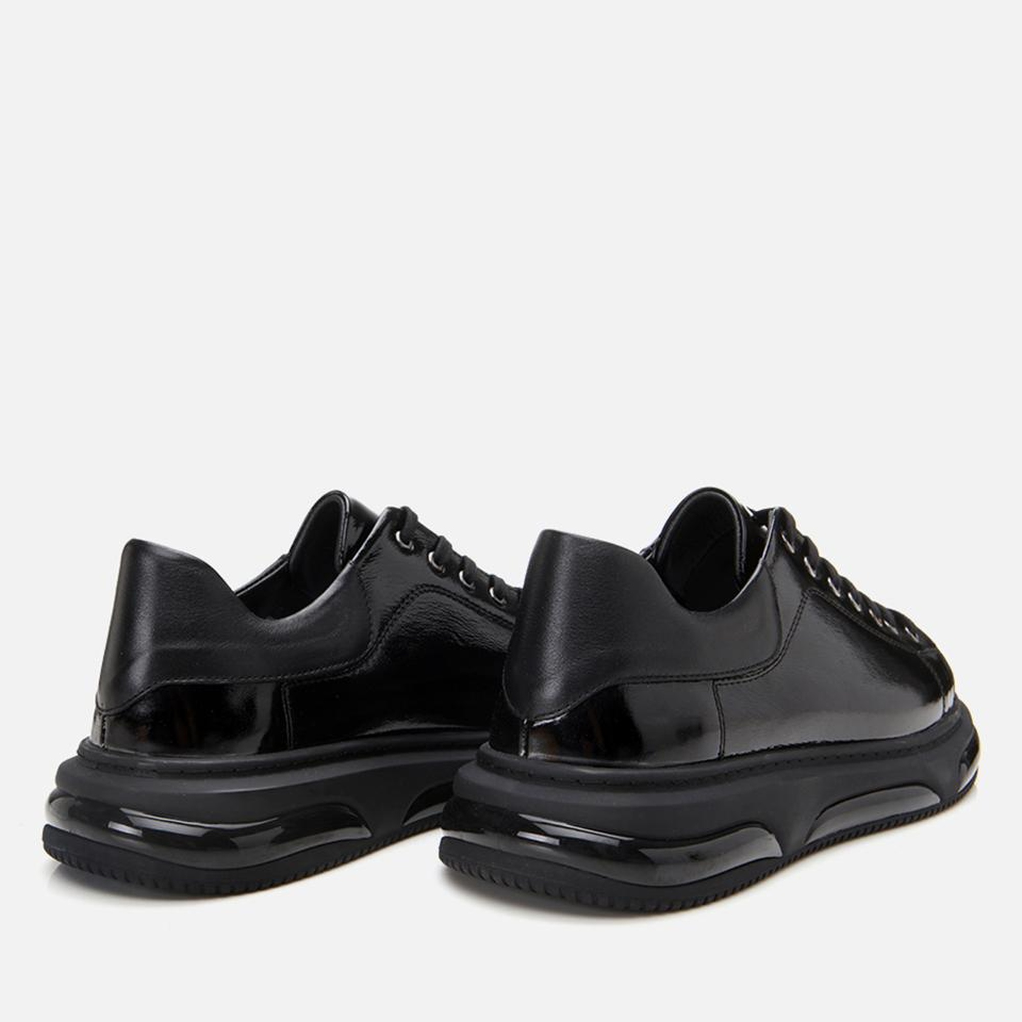 Erkek Rugan Deri Siyah Hafif Tabanlı Spor Ayakkabı