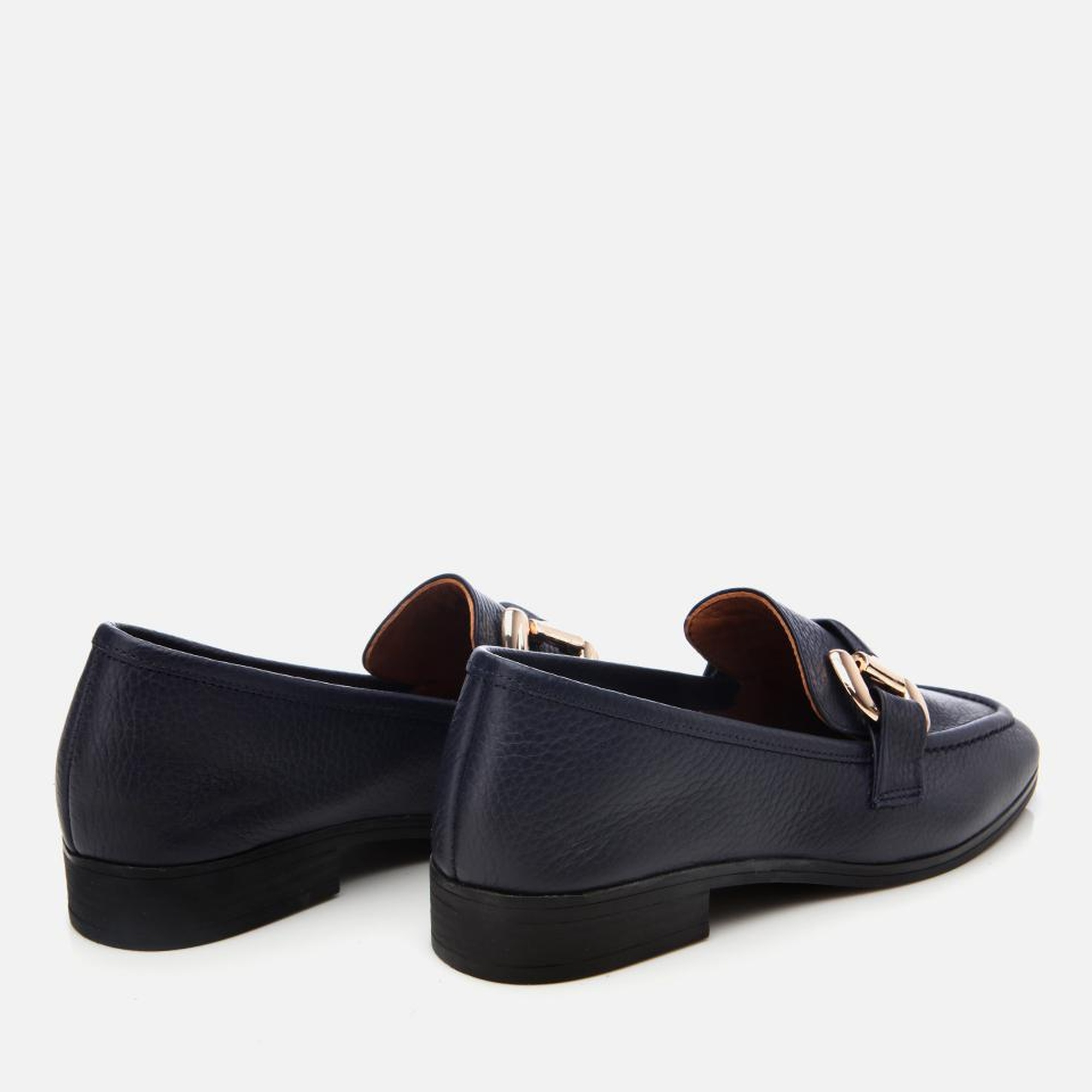 Kadın Deri Lacivert Tokalı Günlük Loafer