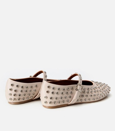  Kadın Bej Taşlı Babet