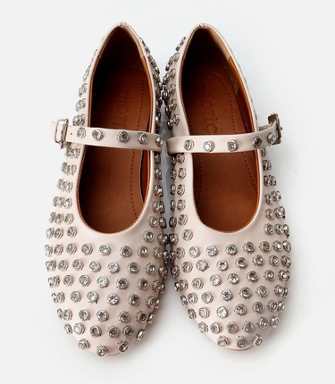  Kadın Bej Taşlı Babet