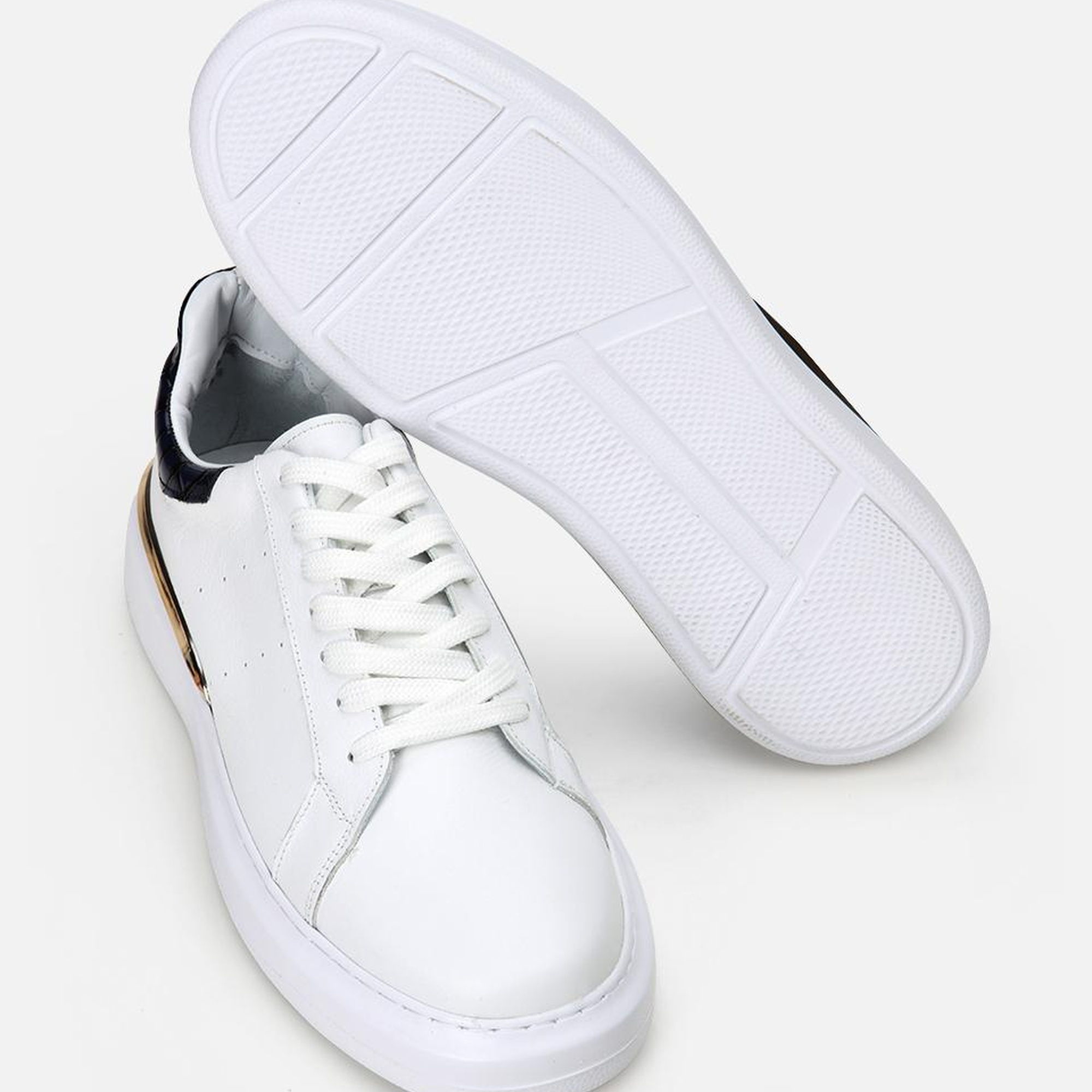 Erkek Deri Beyaz Hafif Tabanlı Spor Ayakkabı