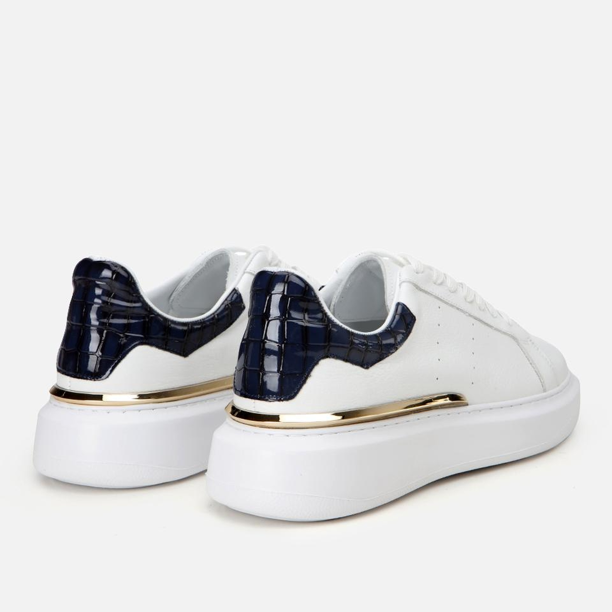 Erkek Deri Beyaz Hafif Tabanlı Spor Ayakkabı