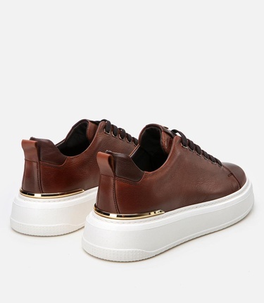  Erkek Deri Kahverengi Hafif Tabanlı Spor Ayakkabı