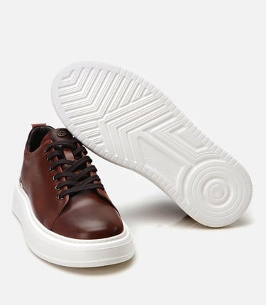  Erkek Deri Kahverengi Hafif Tabanlı Spor Ayakkabı