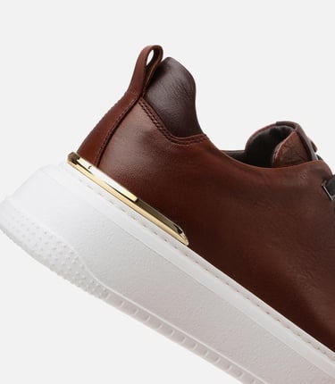  Erkek Deri Kahverengi Hafif Tabanlı Spor Ayakkabı