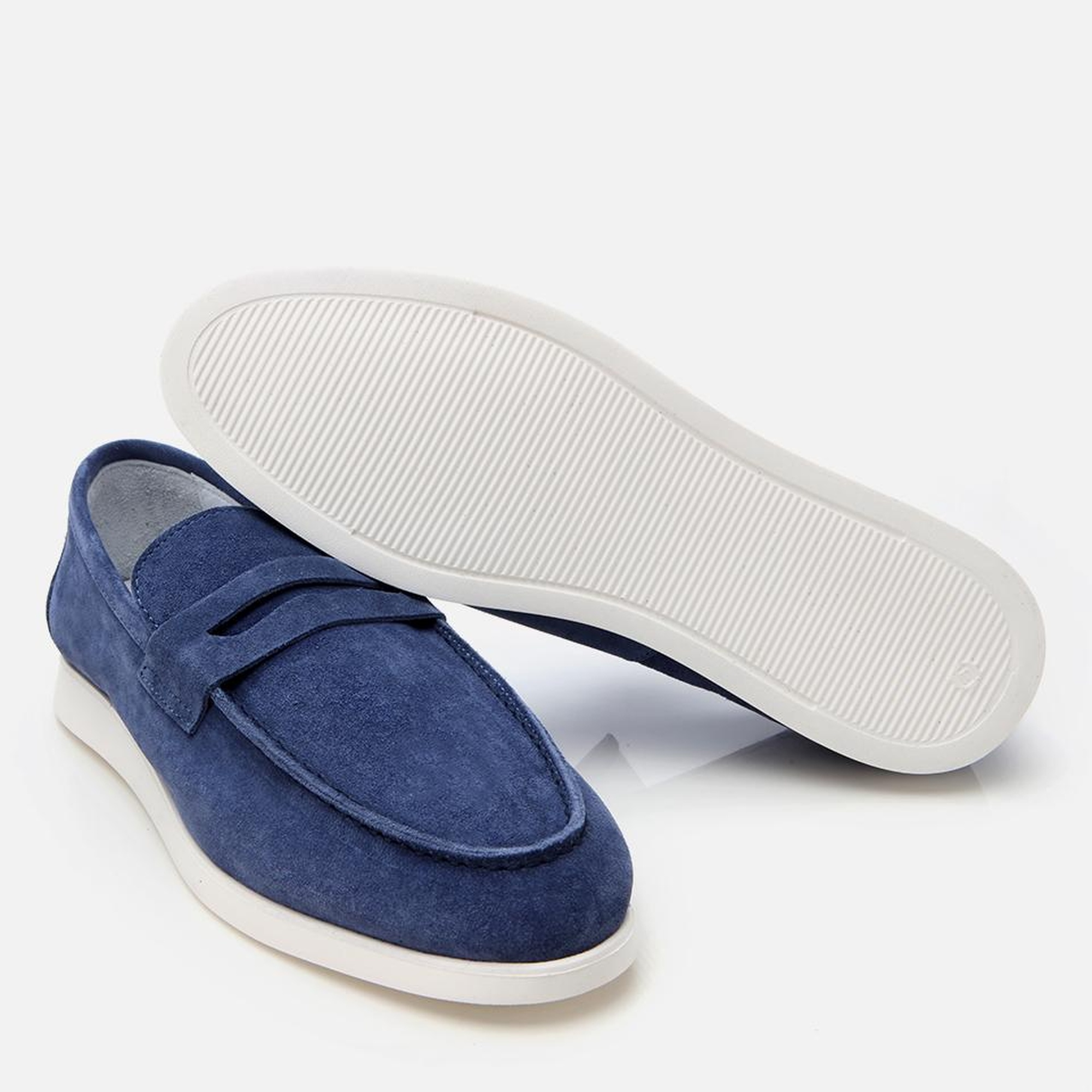 Erkek Süet Deri Mavi Yumuşak Dokulu Loafer