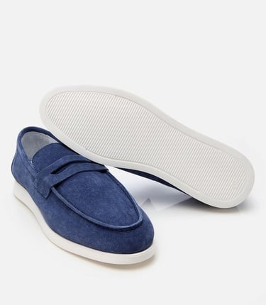  Erkek Süet Deri Mavi Yumuşak Dokulu Loafer