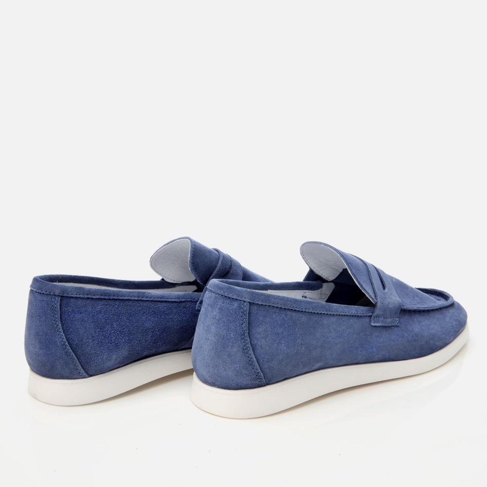 Erkek Süet Deri Mavi Yumuşak Dokulu Loafer