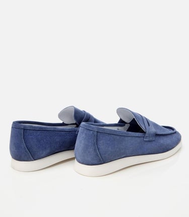  Erkek Süet Deri Mavi Yumuşak Dokulu Loafer