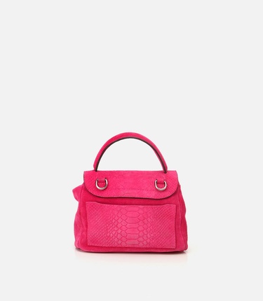  Kadın Deri Pembe Kilit Detaylı Omuz Çantası