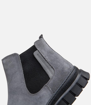  Erkek Süet Deri Gri Chealse Bot