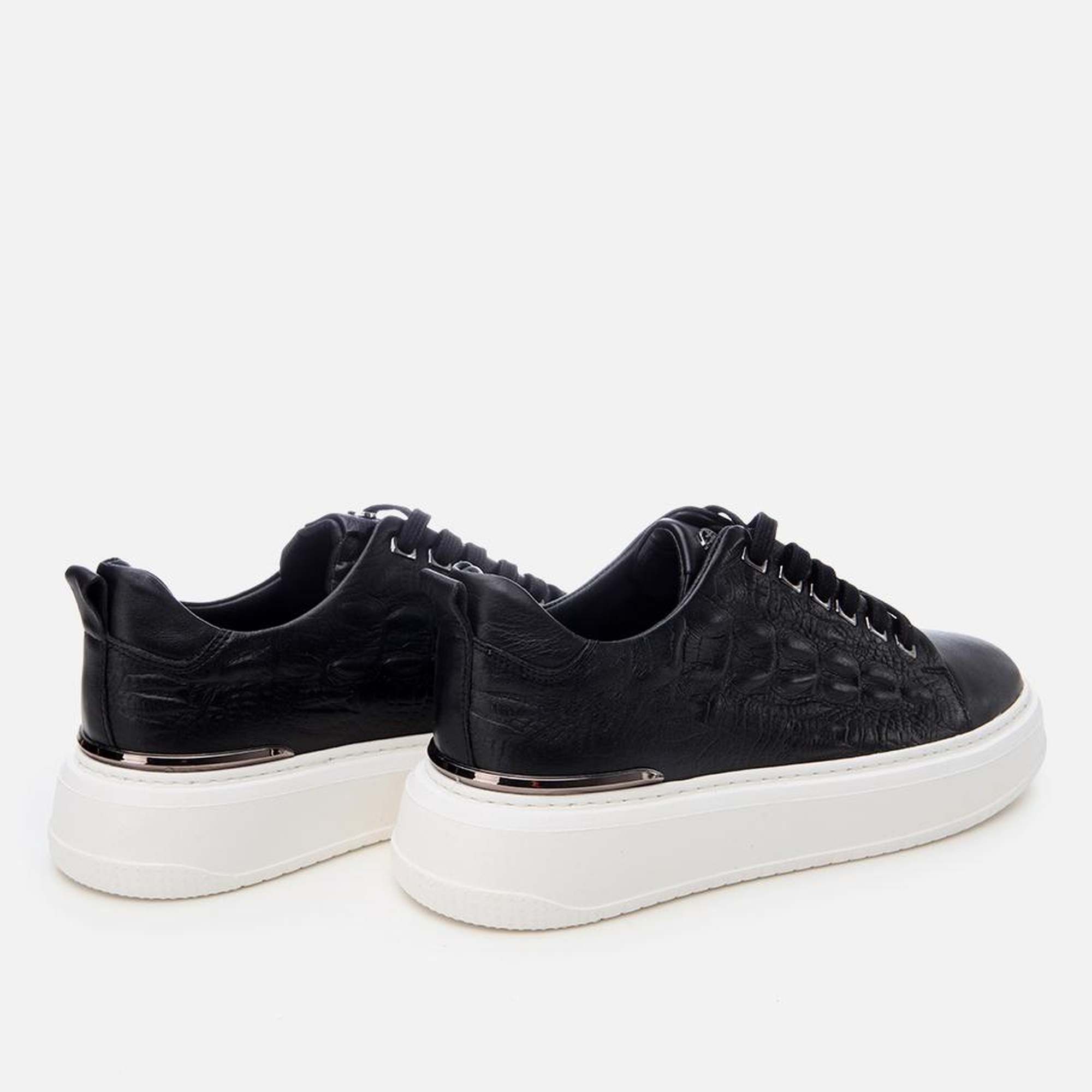 Erkek Deri Siyah Ultra Hafif Tabanlı Spor Ayakkabı