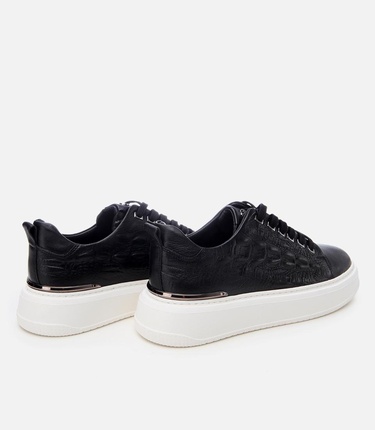  Erkek Deri Siyah Ultra Hafif Tabanlı Spor Ayakkabı