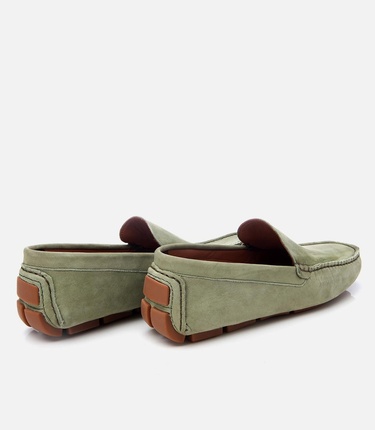  Erkek Nubuk Deri Yeşil  Hafif Tabanlı Günlük Loafer