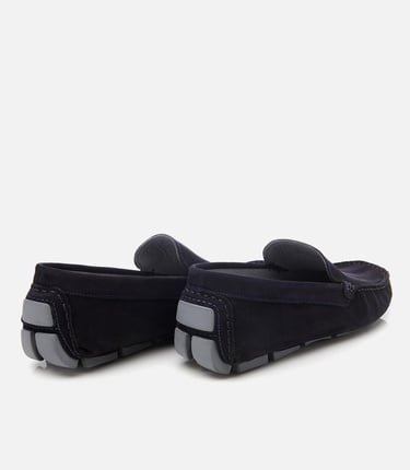  Erkek Nubuk Deri Lacivert Hafif Tabanlı Günlük Loafer