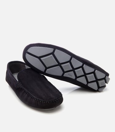  Erkek Nubuk Deri Lacivert Hafif Tabanlı Günlük Loafer