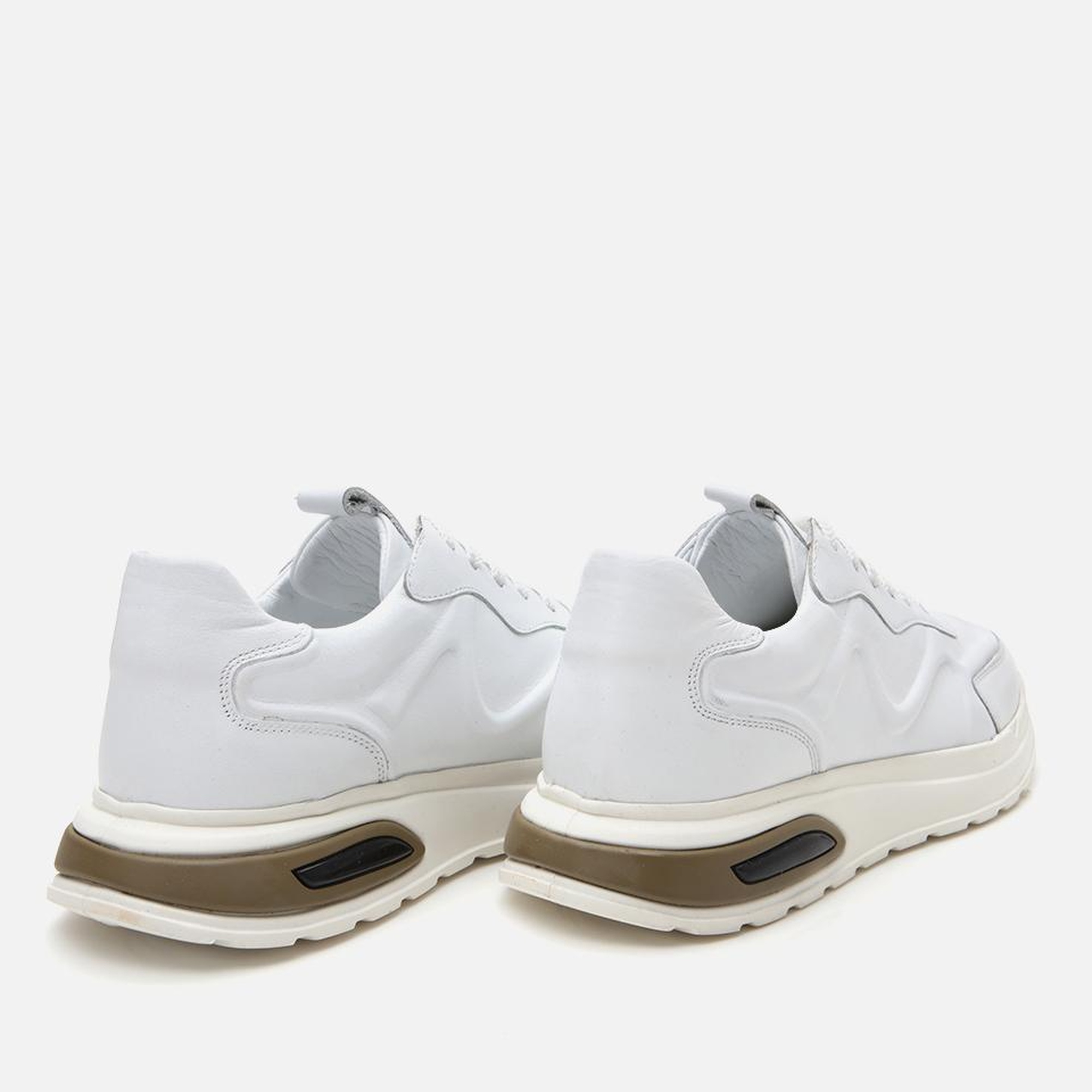 Erkek Deri Beyaz Kalın Tabanlı Spor Ayakkabı