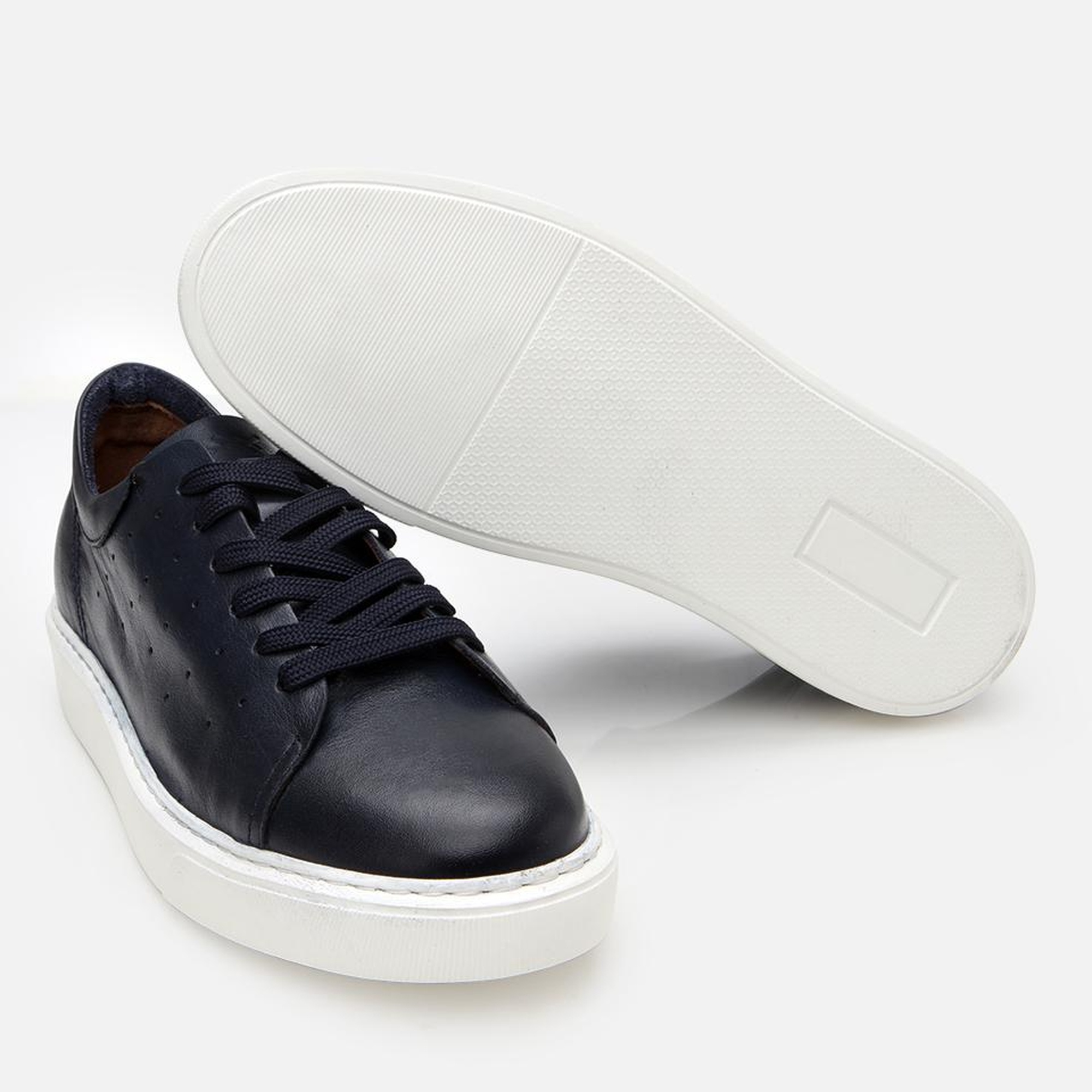 Erkek Deri Lacivert Hafif Tabanlı Spor Ayakkabı