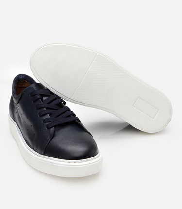  Erkek Deri Lacivert Hafif Tabanlı Spor Ayakkabı