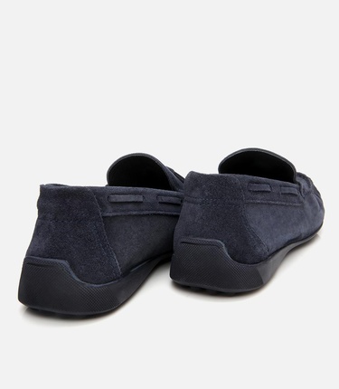  Erkek Süet Deri Lacivert Püskül Detaylı Günlük Loafer