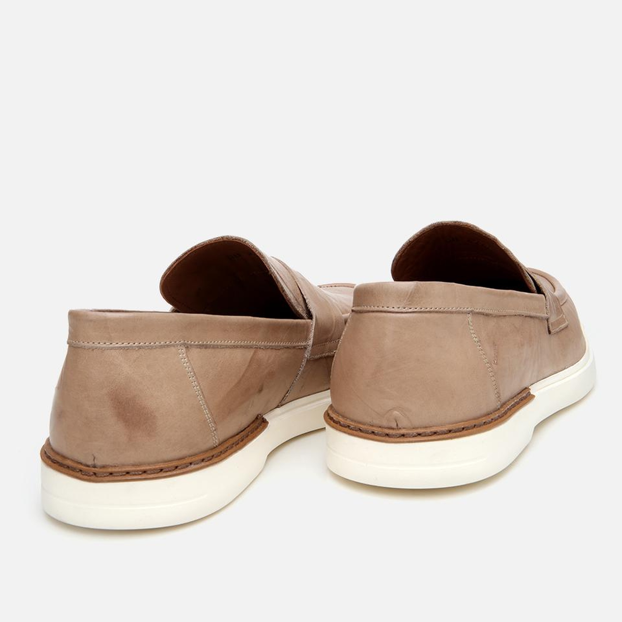 Erkek Deri Bej Ultra Hafif Tabanlı Klasik Loafer