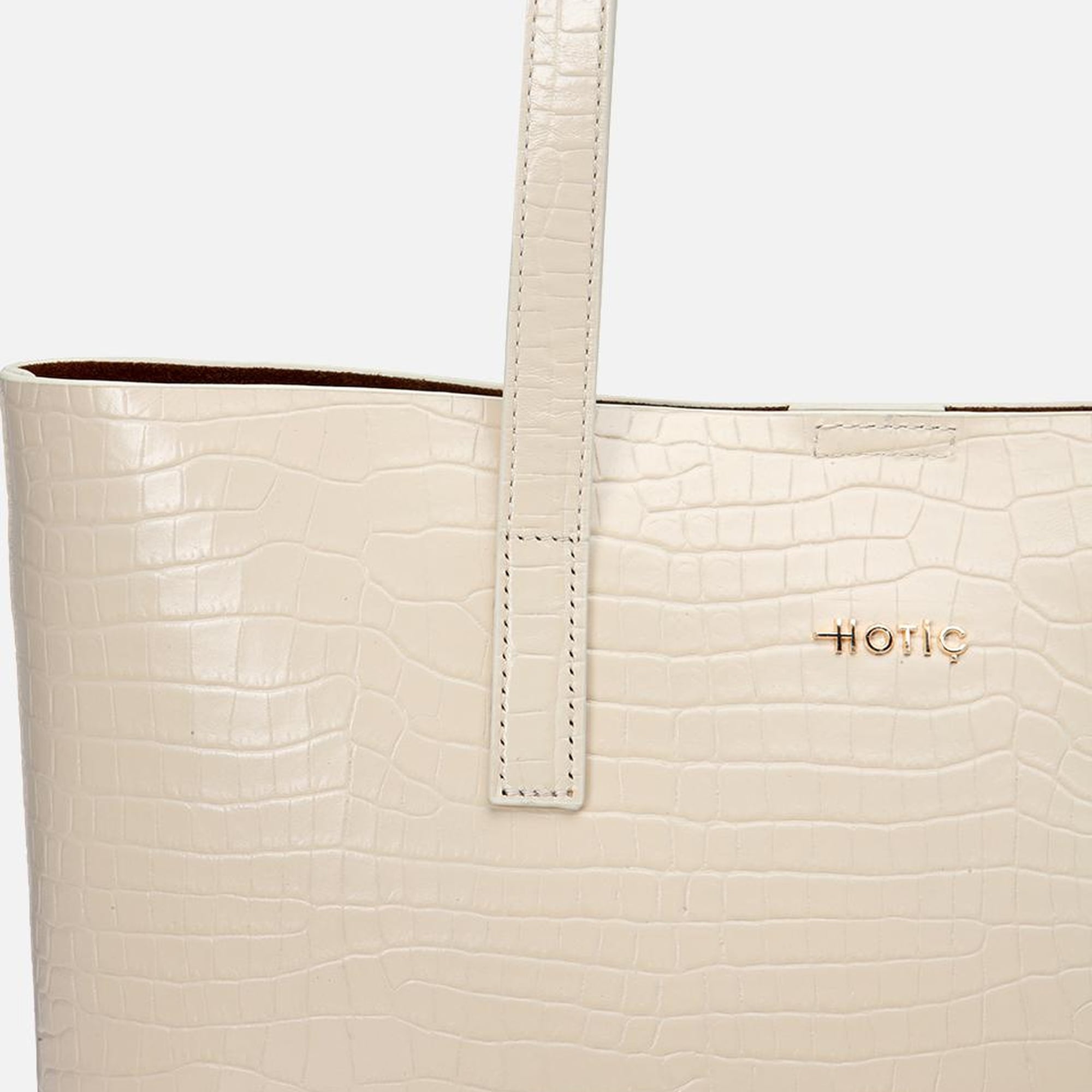 Kadın Deri Ekru Çıkarılabilir Portföy Çantalı Tote Çanta