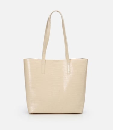  Kadın Deri Ekru Çıkarılabilir Portföy Çantalı Tote Çanta