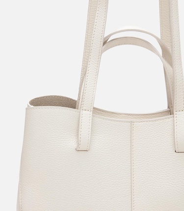  Kadın Deri Ekru Tote Çanta