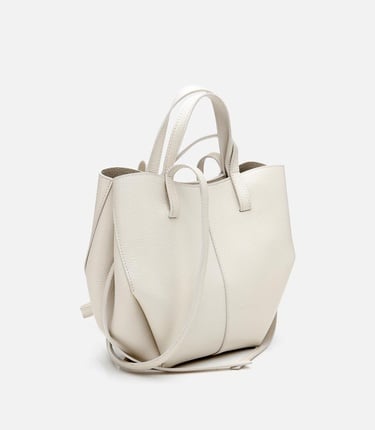  Kadın Deri Ekru Tote Çanta