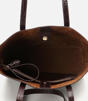  Kadın Deri Kahverengi Çıkarılabilir Portföy Çantalı Tote Çanta