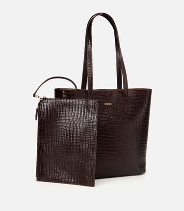  Kadın Deri Kahverengi Çıkarılabilir Portföy Çantalı Tote Çanta