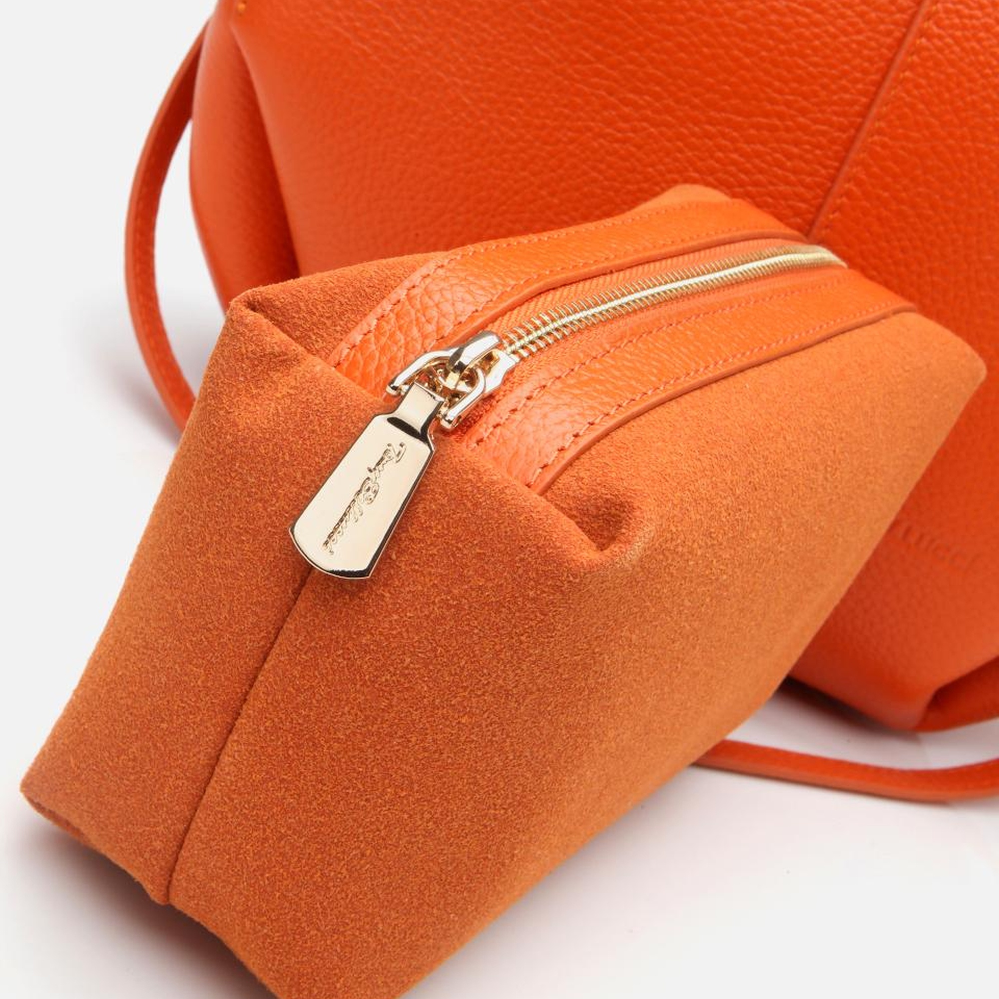 Kadın Deri Turuncu Tote Çanta