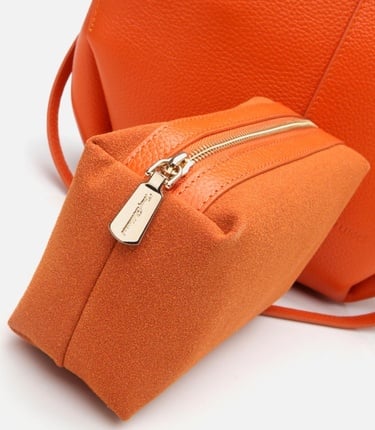  Kadın Deri Turuncu Tote Çanta