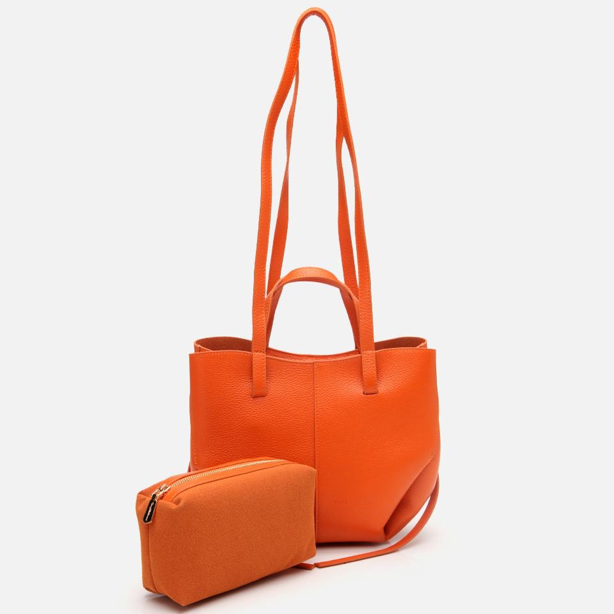 Kadın Deri Turuncu Tote Çanta