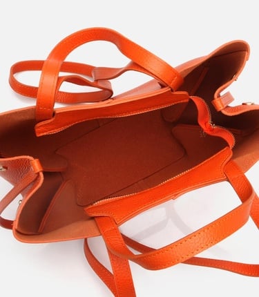  Kadın Deri Turuncu Tote Çanta