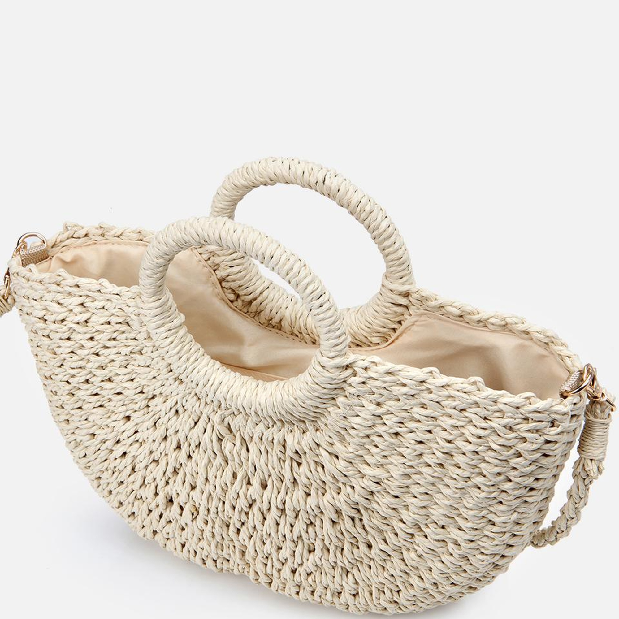 Kadın Ekru Hasır Omuz Çantası