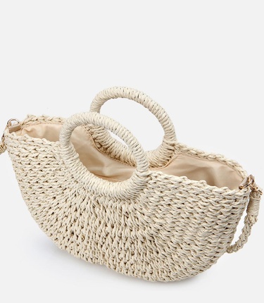  Kadın Ekru Hasır Omuz Çantası