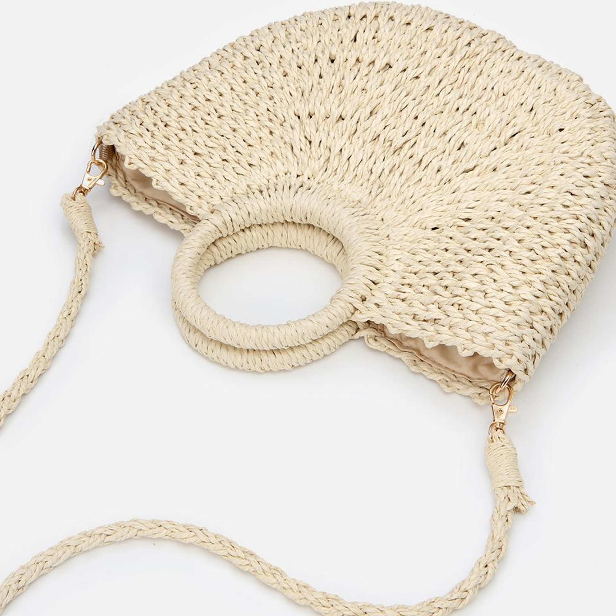 Kadın Ekru Hasır Omuz Çantası